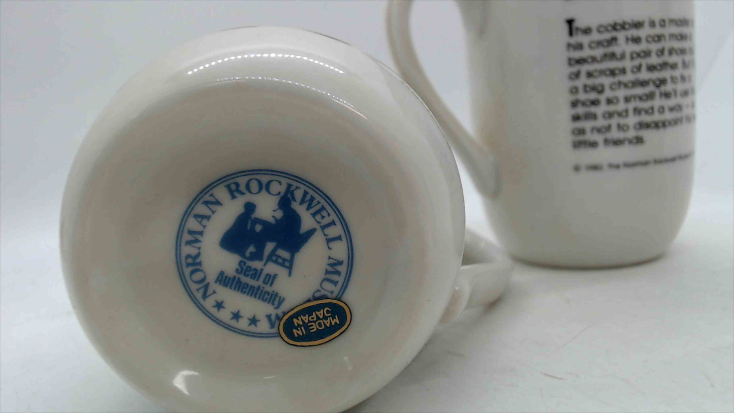 1982 Norman Rockwell Museum Coffee Mugs – Set of 3 – Lighthouse Keeper, Cobbler, Toymaker – Made in Japan