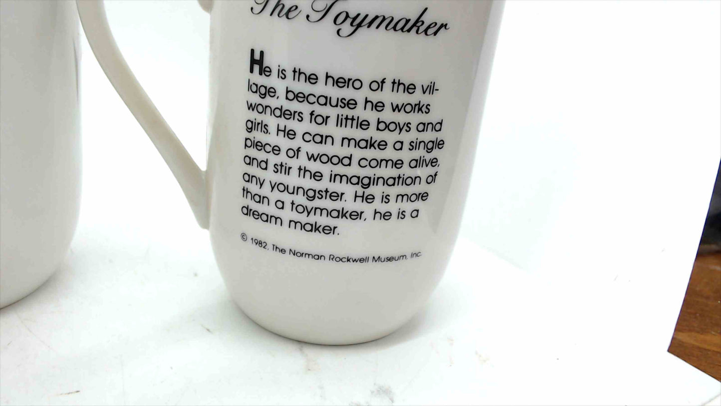 1982 Norman Rockwell Museum Coffee Mugs – Set of 3 – Lighthouse Keeper, Cobbler, Toymaker – Made in Japan