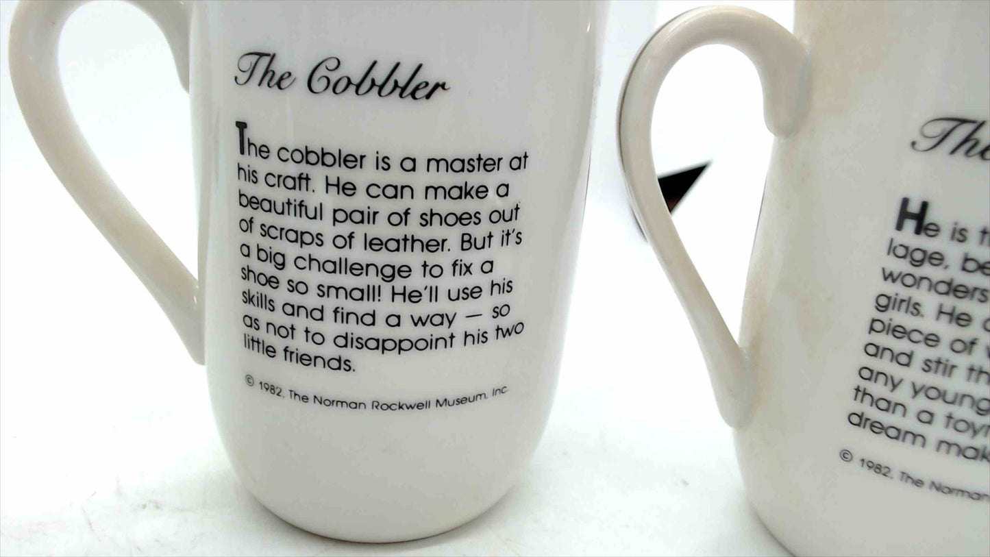 1982 Norman Rockwell Museum Coffee Mugs – Set of 3 – Lighthouse Keeper, Cobbler, Toymaker – Made in Japan