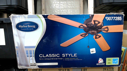 Harbor Breeze Classic Style 52" Ceiling Fan - Antique Bronze (Open Box, Never Used)