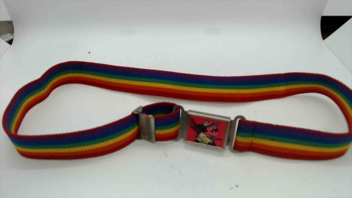 Vintage Mickey Mouse Rainbow Striped Belt - Adjustable Canvas Belt