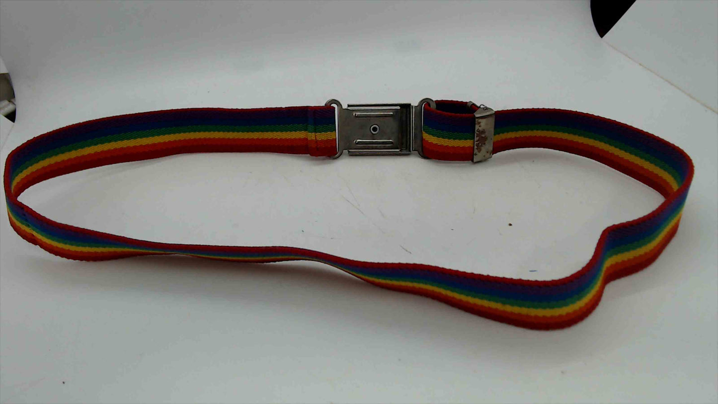 Vintage Mickey Mouse Rainbow Striped Belt - Adjustable Canvas Belt