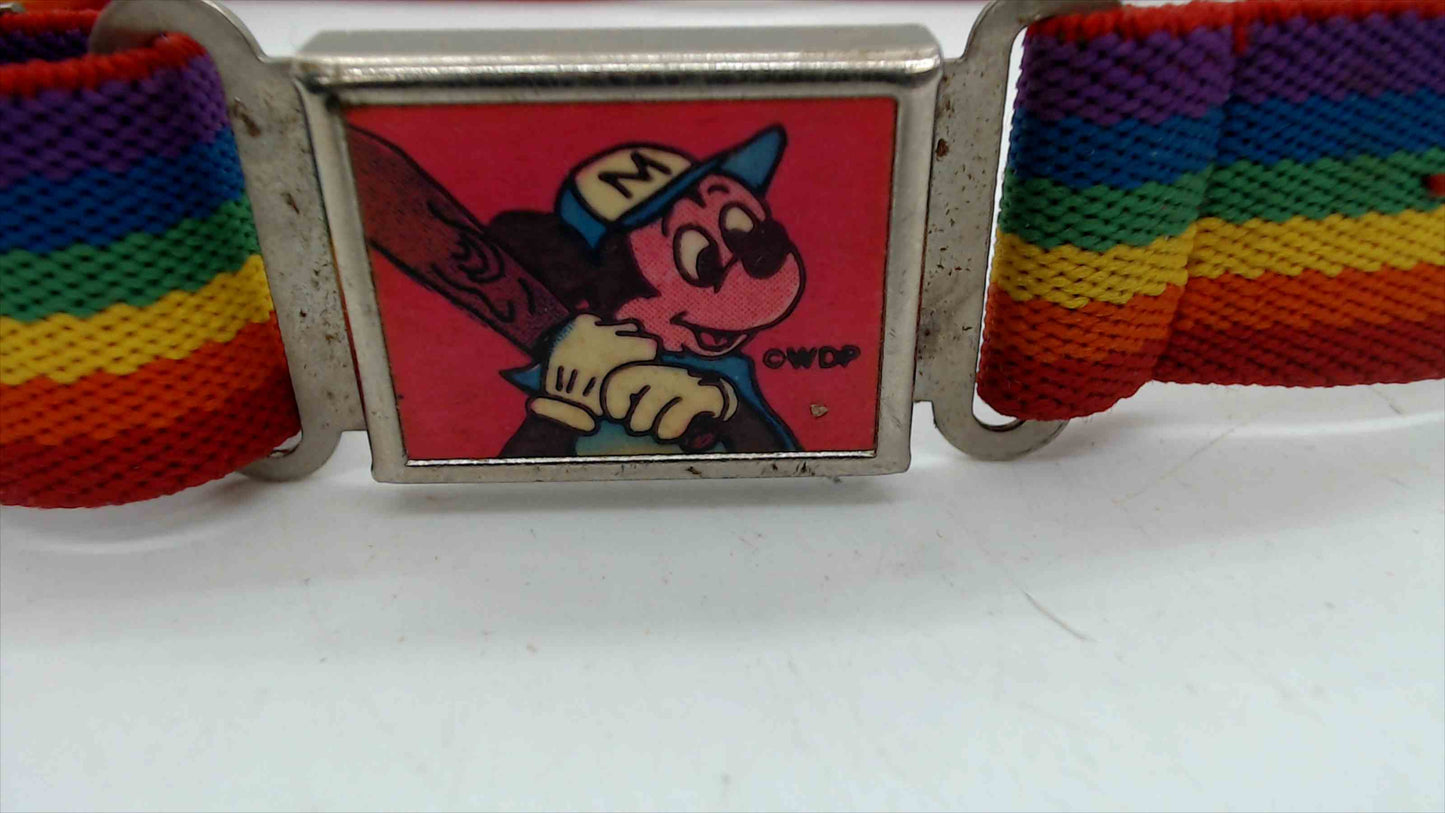 Vintage Mickey Mouse Rainbow Striped Belt - Adjustable Canvas Belt