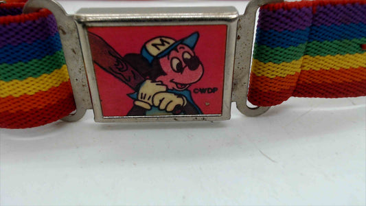 Vintage Mickey Mouse Rainbow Striped Belt - Adjustable Canvas Belt