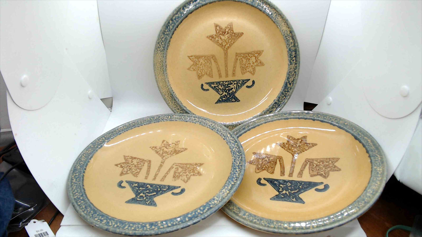 Vintage Pfaltzgraff USA Art Deco Plates Set of 3 - Urn & Flowers Design - 10"