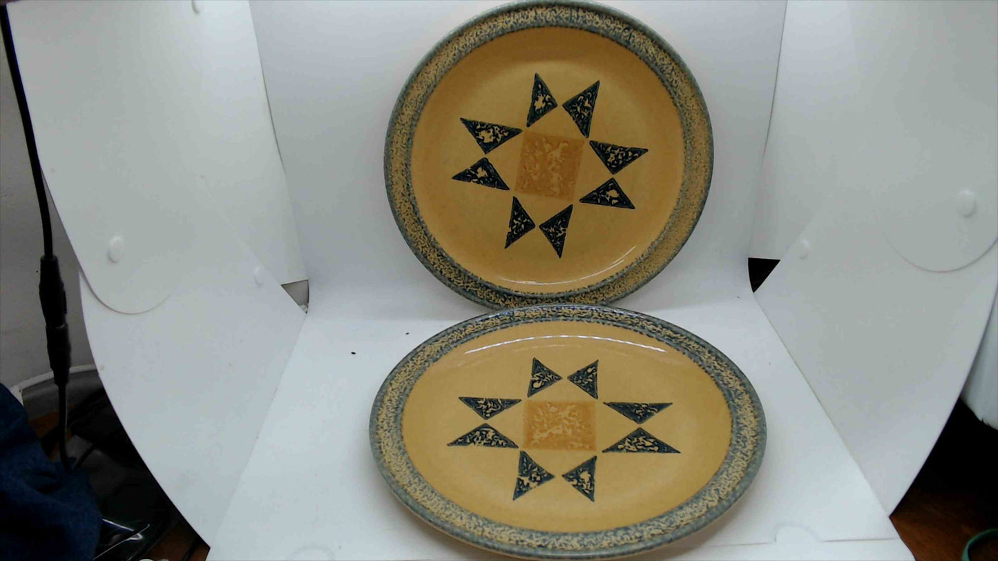 Vintage Pfaltzgraff USA Geometric Star Plates Set of 2 - Folk Art Design - 10"