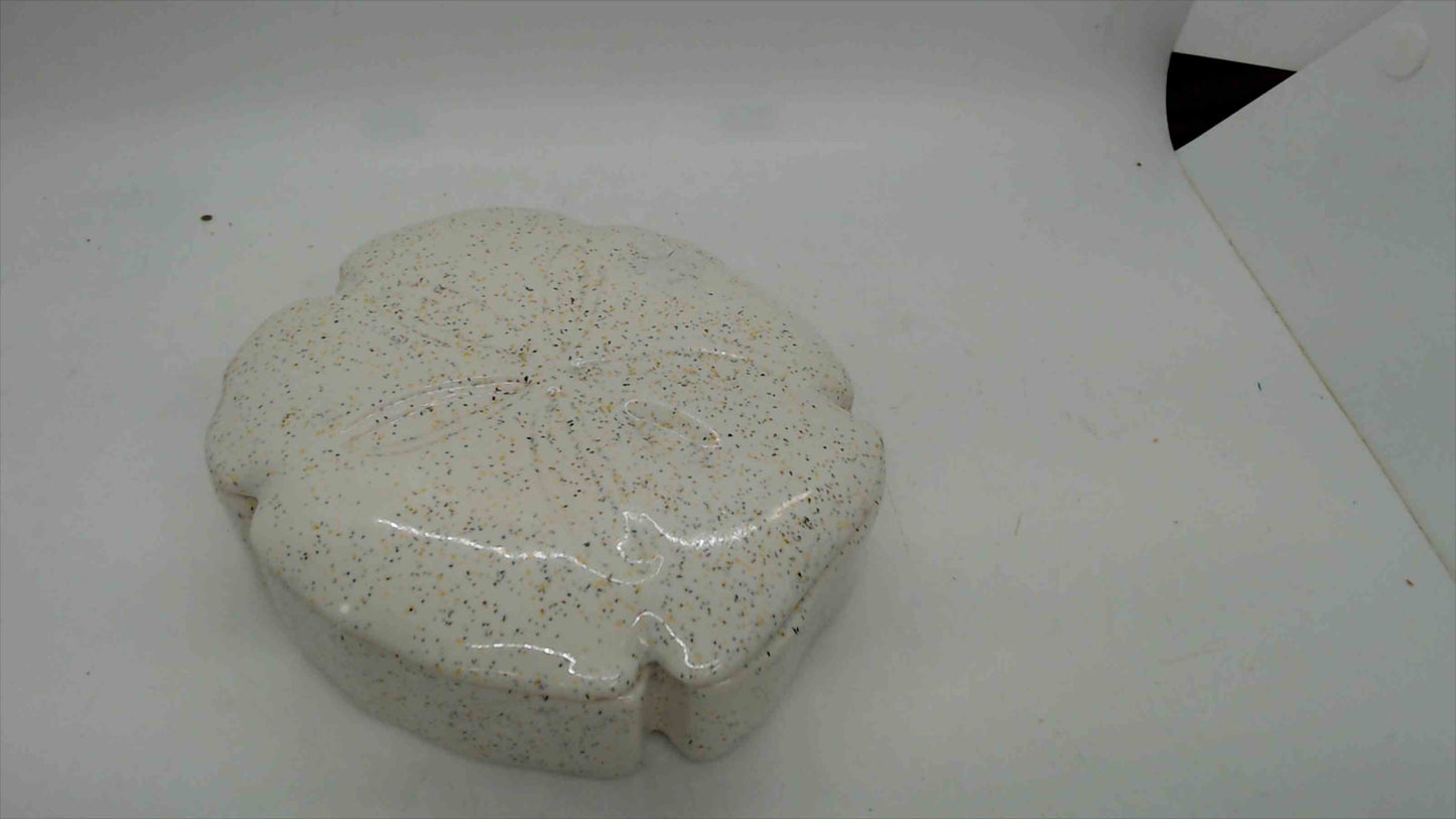 Ceramic Sand Dollar Trinket Box – Speckled Glaze, 5"
