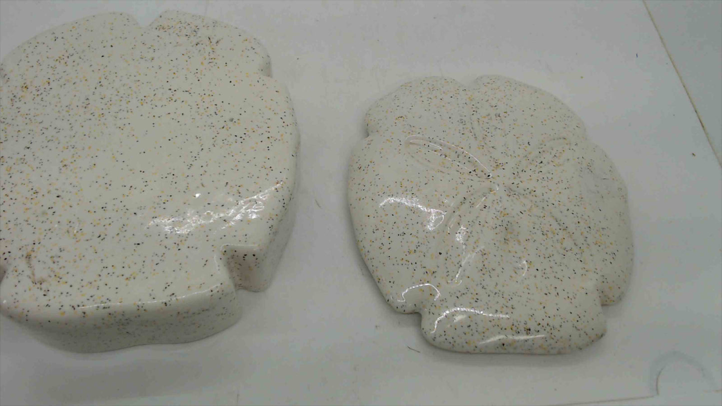 Ceramic Sand Dollar Trinket Box – Speckled Glaze, 5"