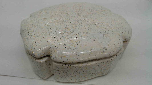 Ceramic Sand Dollar Trinket Box – Speckled Glaze, 5"