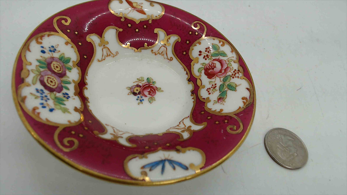 Reproduction Old Sèvres Style Porcelain Miniature Dish – Ruby & Gold, 4.25"