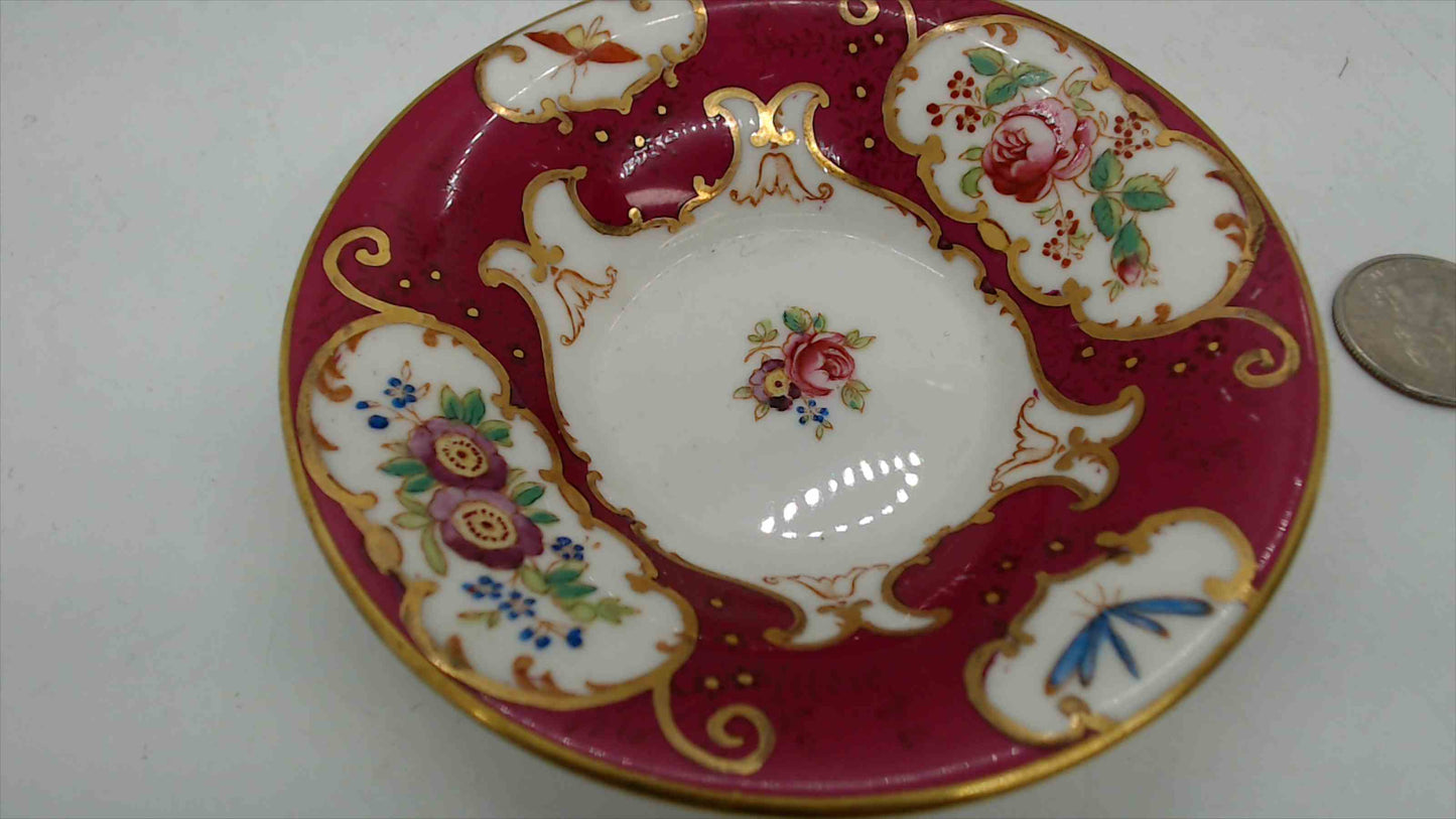 Reproduction Old Sèvres Style Porcelain Miniature Dish – Ruby & Gold, 4.25"
