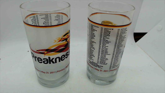 2011 Preakness Stakes 136th Running Official Souvenir Glasses – Pair, 5.5" Tall