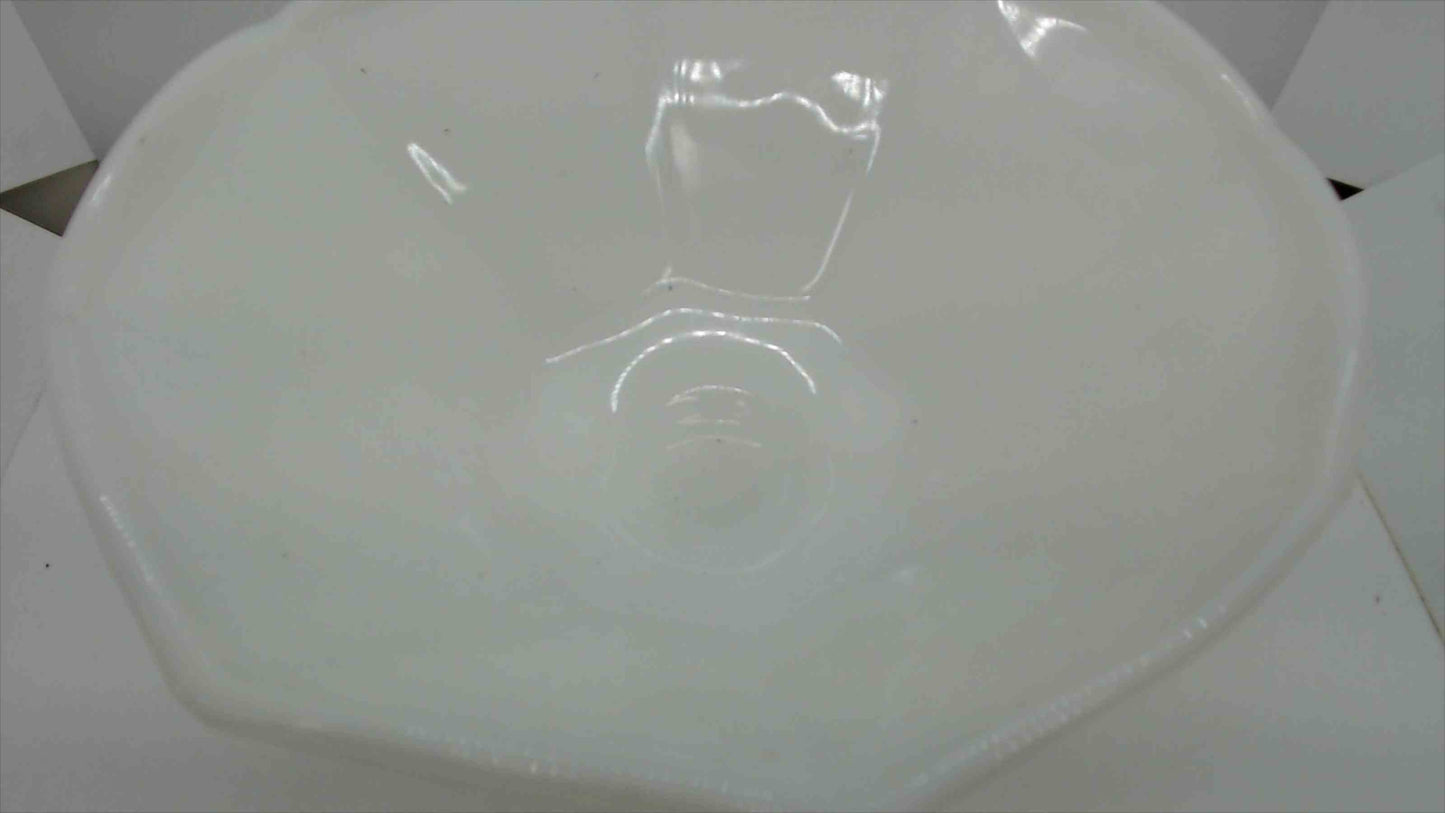 Vintage Milk Glass Pedestal Compote – Embossed Grape & Leaf, Ruffled Rim, 5" Tall x 9" Wide