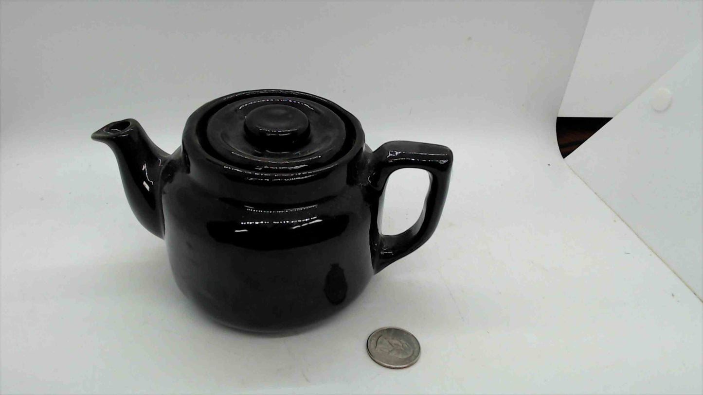 Vintage Canadian Black Glazed Stoneware Miniature Teapot – Brown Betty Style, 3.5" Tall