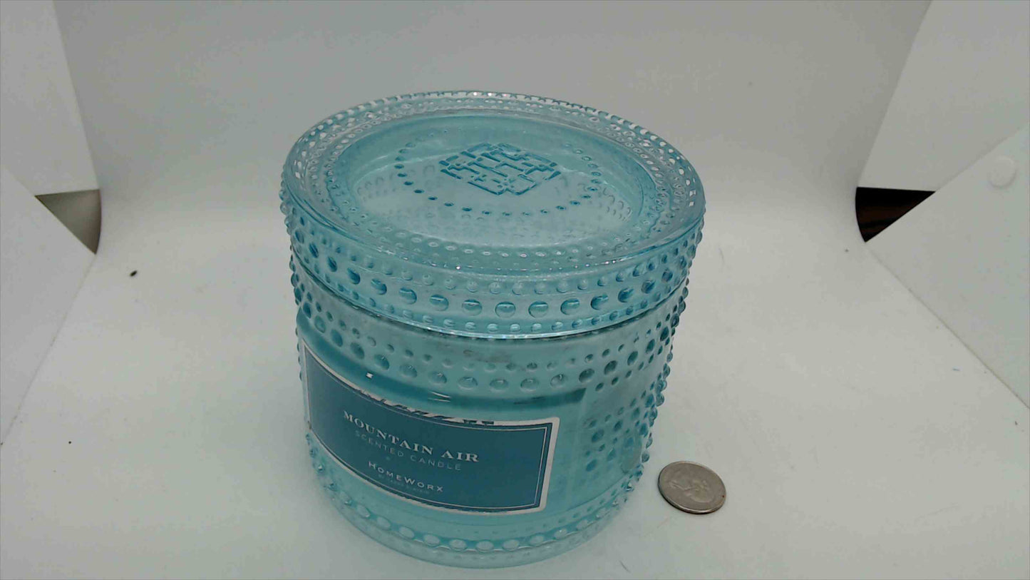 HomeWorx Mountain Air Hobnail Glass Jar with Lid – Aqua Blue, 4.25" Tall, 2 lbs