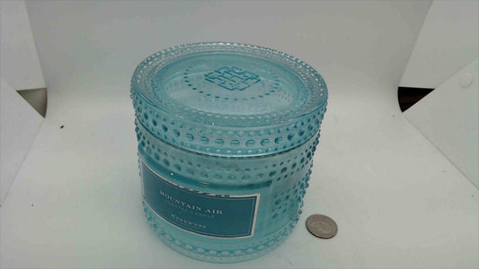 HomeWorx Mountain Air Hobnail Glass Jar with Lid – Aqua Blue, 4.25" Tall, 2 lbs