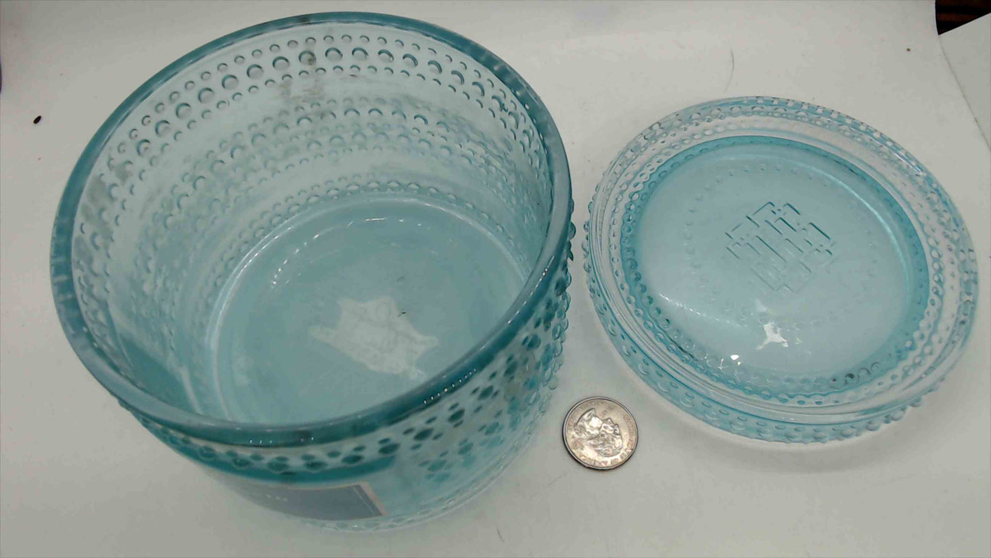 HomeWorx Mountain Air Hobnail Glass Jar with Lid – Aqua Blue, 4.25" Tall, 2 lbs