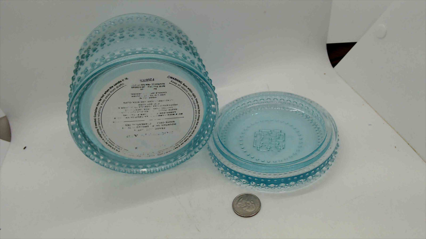 HomeWorx Mountain Air Hobnail Glass Jar with Lid – Aqua Blue, 4.25" Tall, 2 lbs
