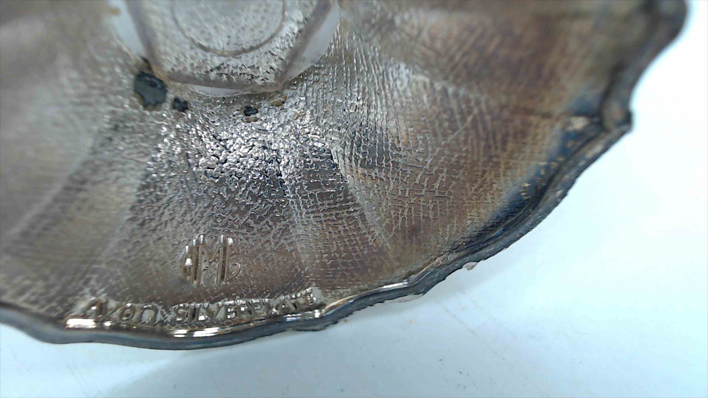 Avon Silver A1 Electroplate Miniature Pedestal Salt Cellar – Gadrooned Rim, Scalloped Base, 2" Tall
