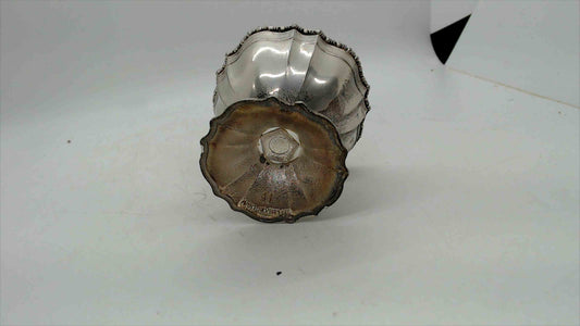 Avon Silver A1 Electroplate Miniature Pedestal Salt Cellar – Gadrooned Rim, Scalloped Base, 2" Tall