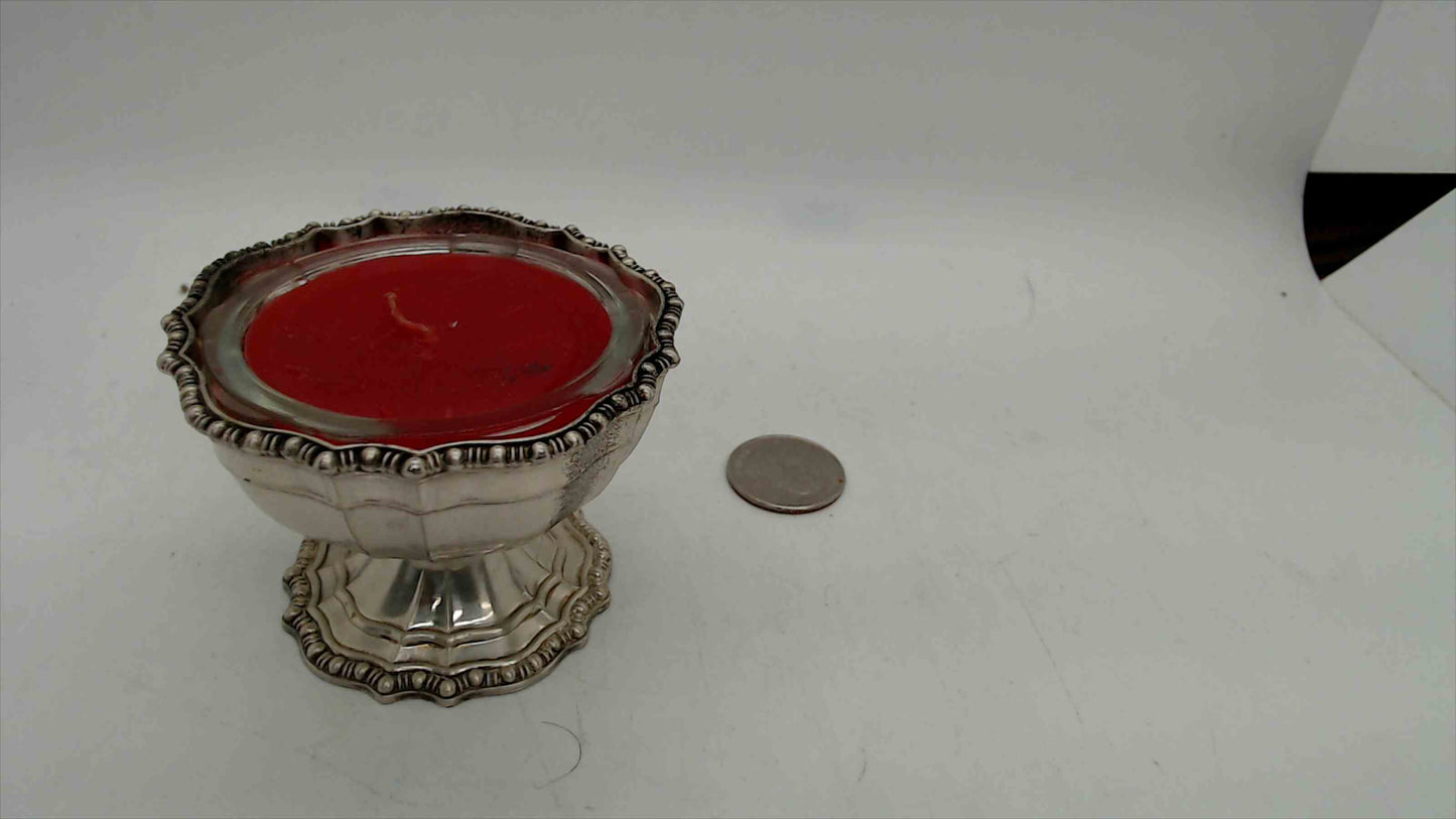 Avon Silver A1 Electroplate Miniature Pedestal Salt Cellar – Gadrooned Rim, Scalloped Base, 2" Tall