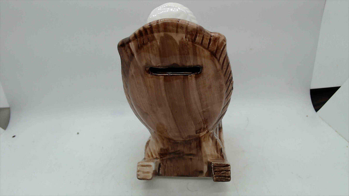 Vintage Ceramic "Retirement Fund" Grandma in Rocking Chair Coin Bank – 6" Tall