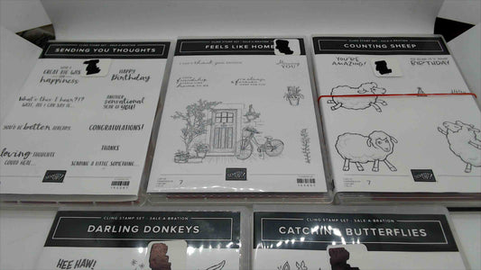Stampin' Up! Cling Stamp Set Lot of 5 – Sending You Thoughts, Feels Like Home, Counting Sheep, Darling Donkeys & Catching Butterflies