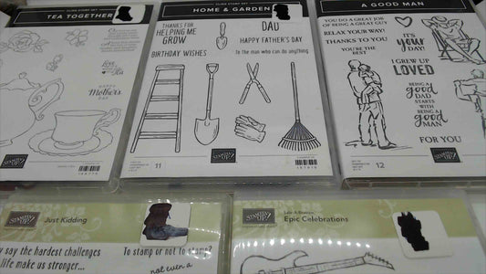 Stampin' Up! Stamp Set Lot of 5 – Tea Together, Home & Garden, A Good Man, Just Kidding & Epic Celebrations