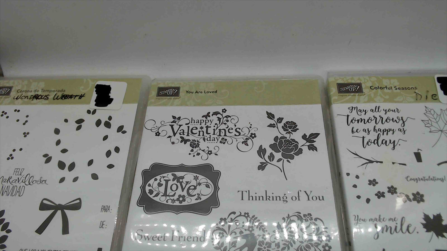 Stampin' Up! Cling Stamp Set Lot of 5 – Wondrous Wreath, You Are Loved, Colorful Seasons, Have a Hoot & Merry Snowflakes