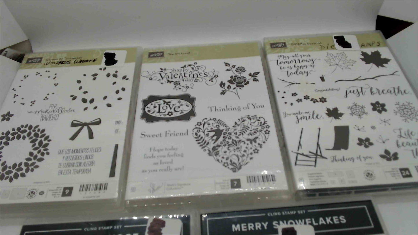 Stampin' Up! Cling Stamp Set Lot of 5 – Wondrous Wreath, You Are Loved, Colorful Seasons, Have a Hoot & Merry Snowflakes