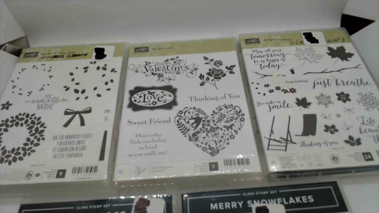 Stampin' Up! Cling Stamp Set Lot of 5 – Wondrous Wreath, You Are Loved, Colorful Seasons, Have a Hoot & Merry Snowflakes