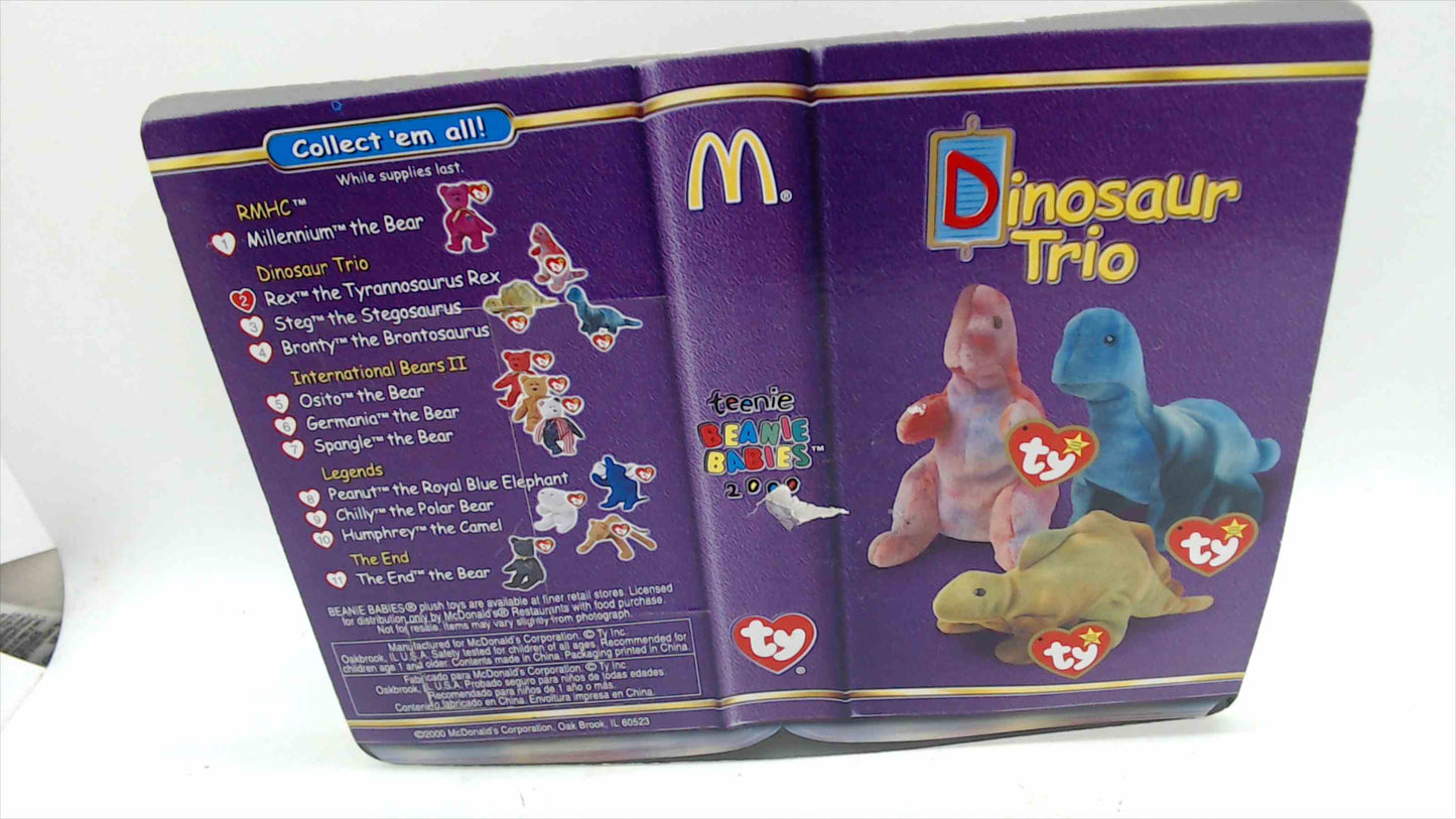 Ty Teenie Beanie Baby Rex the Tyrannosaurus Rex – McDonald's 2000 Dinosaur Trio, Sealed in Original Collector Case, Mint