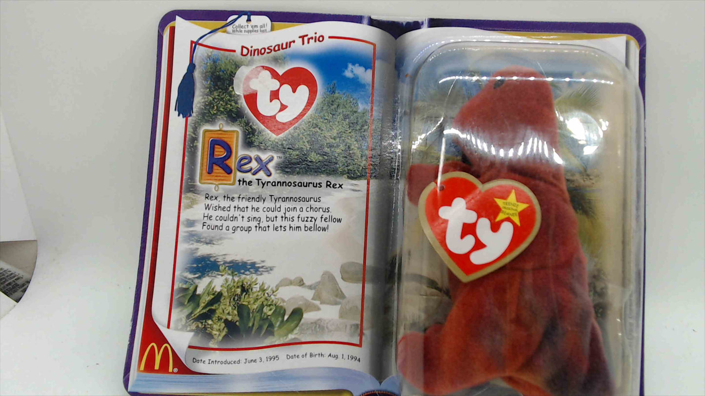 Ty Teenie Beanie Baby Rex the Tyrannosaurus Rex – McDonald's 2000 Dinosaur Trio, Sealed in Original Collector Case, Mint