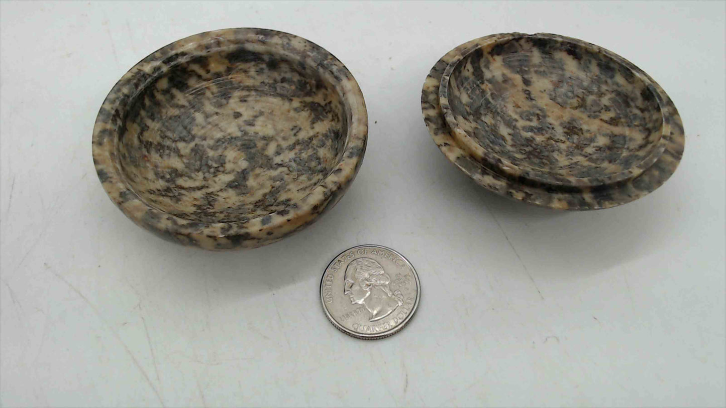Polished Ammonite Fossil Stone Trinket Box – 2.5" Across, Hand-Carved Floral Lid, Natural Stone Keepsake Box