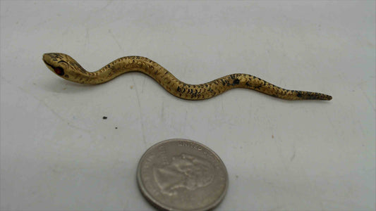 Vintage Brass Snake Figurine – 4" Long, India Stamped, S-Curve Pose, Aged Patina, Folk Art Collectible