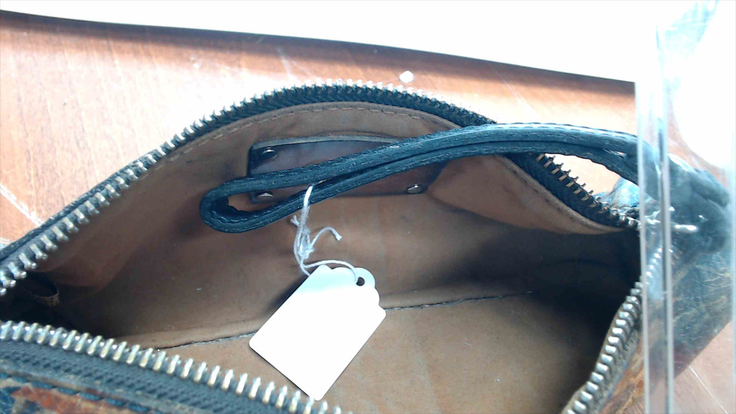 Patricia Nash Hand-Painted Floral Leather Wristlet Clutch – 9" Long, Burgundy Rose & Sunflower, Boho