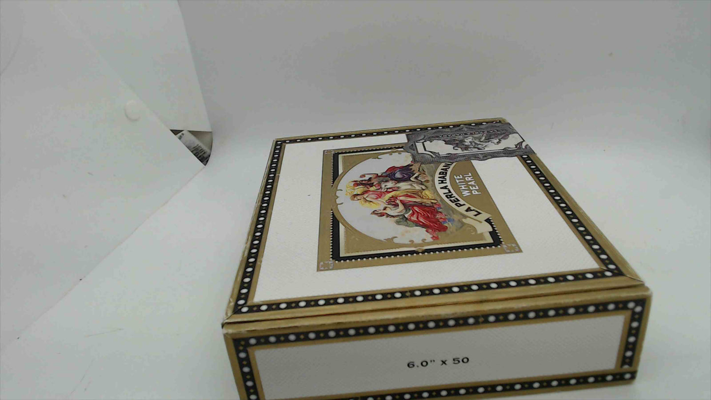 La Perla Habana White Pearl Empty Wooden Cigar Box – 8"x6.5"x2", Toro 6x50, Hand Made Honduras