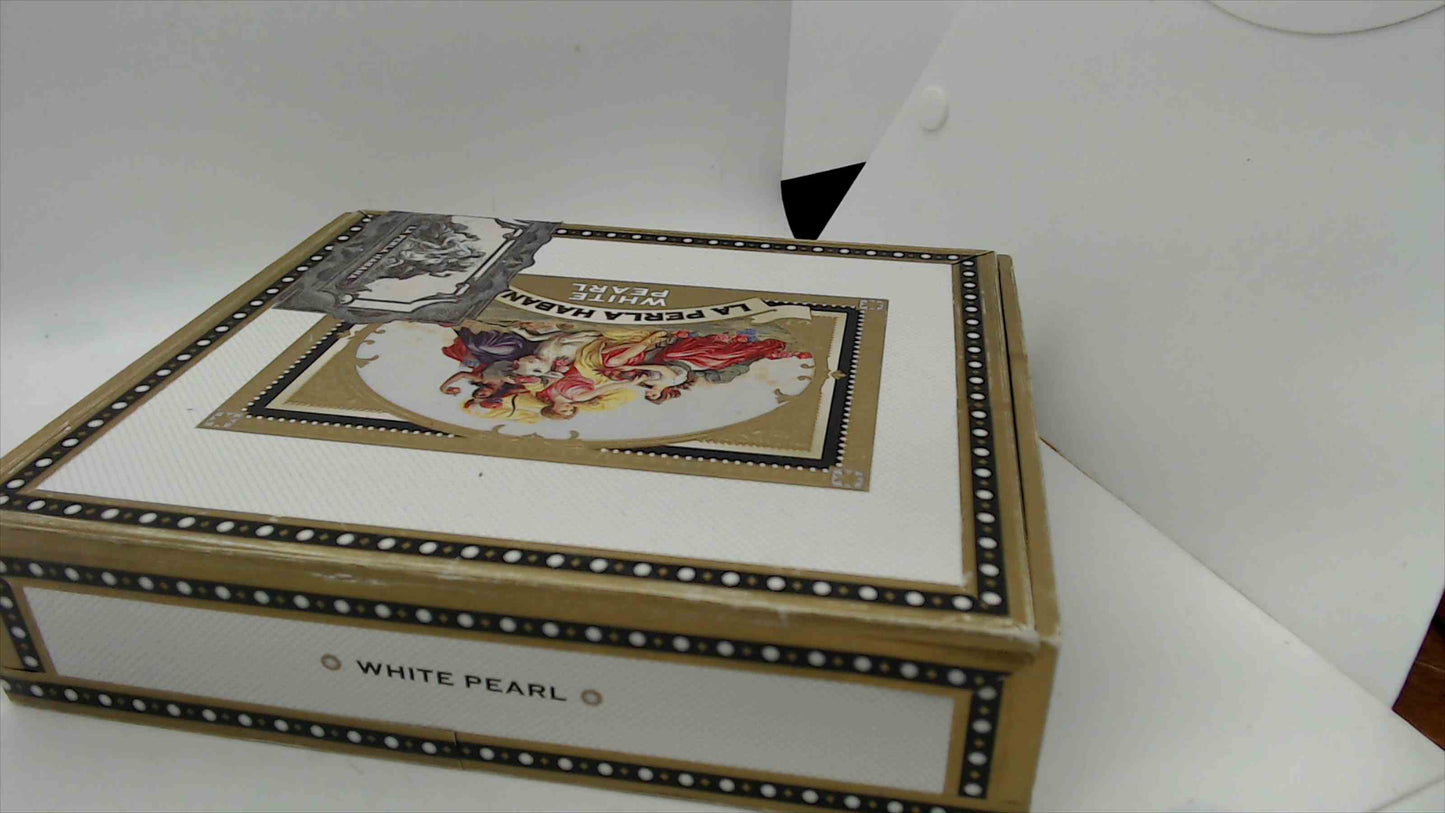 La Perla Habana White Pearl Empty Wooden Cigar Box – 8"x6.5"x2", Toro 6x50, Hand Made Honduras