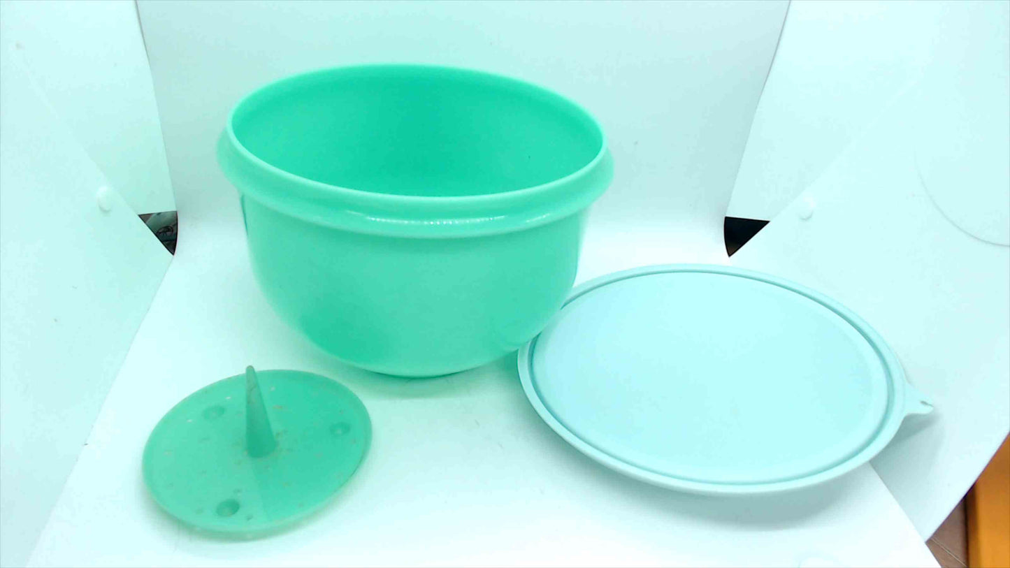 Vintage Tupperware Jel-N-Serve Bowl Set – 9"x6", Mint Seafoam Green, Gelatin Mold Insert & White Snap Lid
