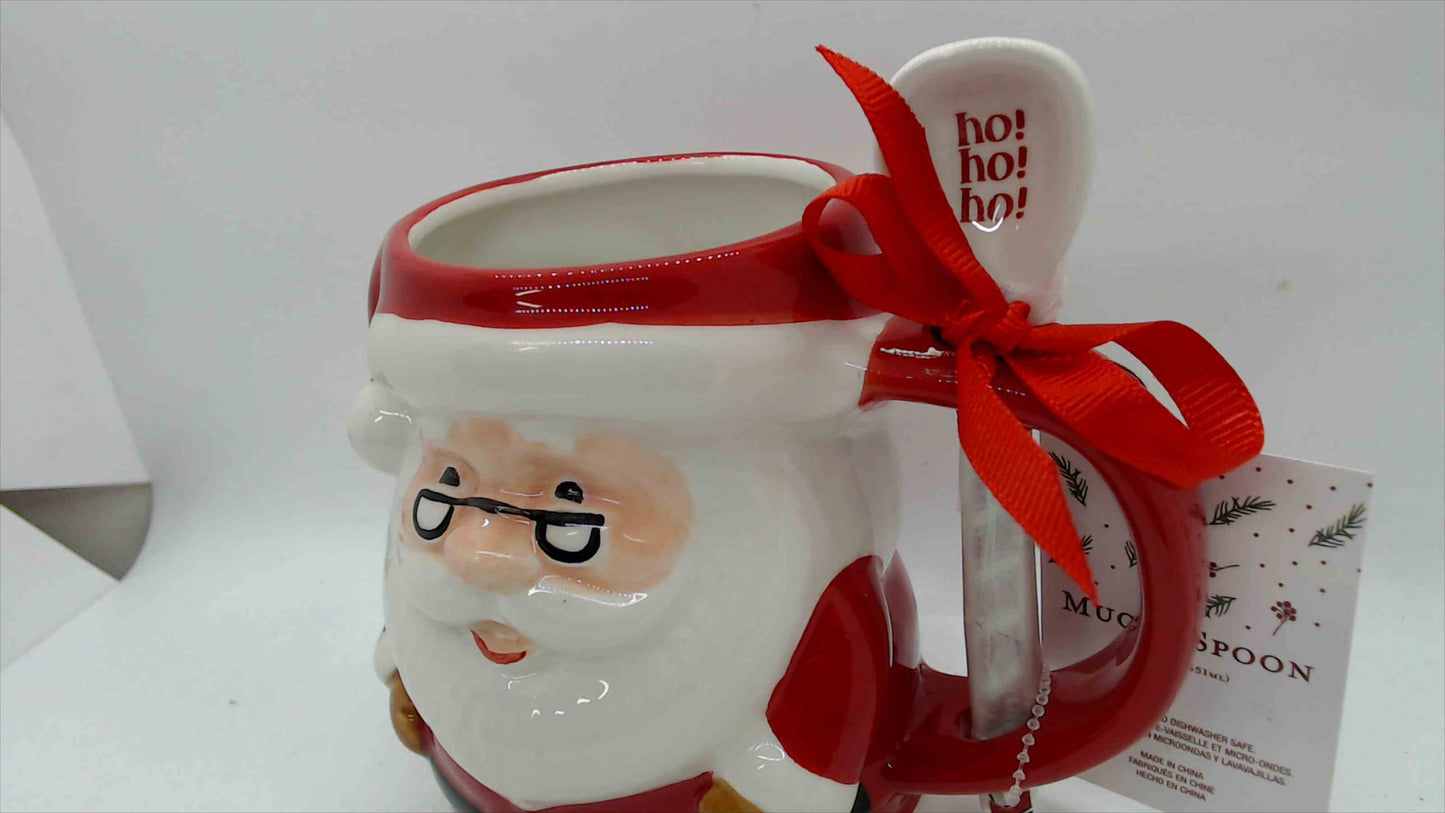 Santa Claus Ceramic Mug & Spoon Gift Set – 22 oz Christmas Mug