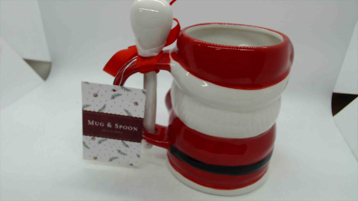 Santa Claus Ceramic Mug & Spoon Gift Set – 22 oz Christmas Mug