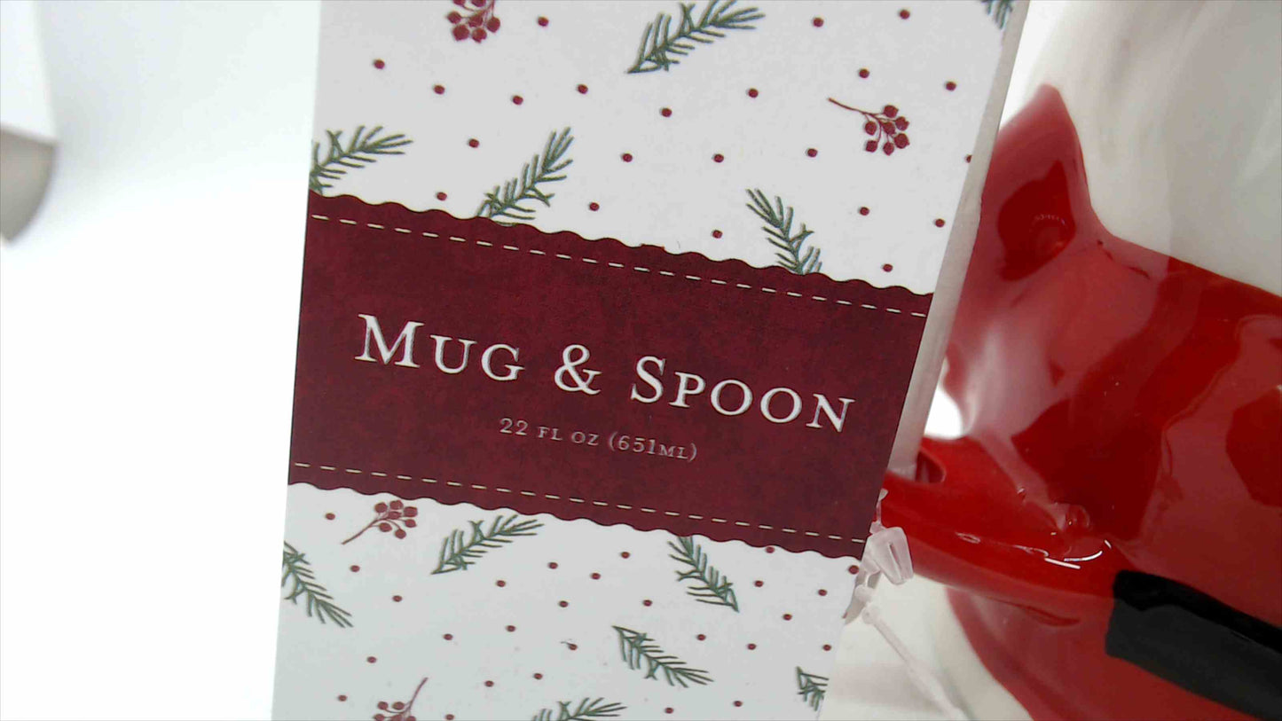 Santa Claus Ceramic Mug & Spoon Gift Set – 22 oz Christmas Mug