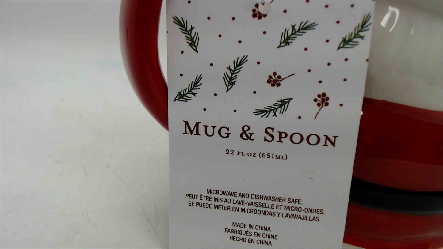 Santa Claus Ceramic Mug & Spoon Gift Set – 22 oz Christmas Mug