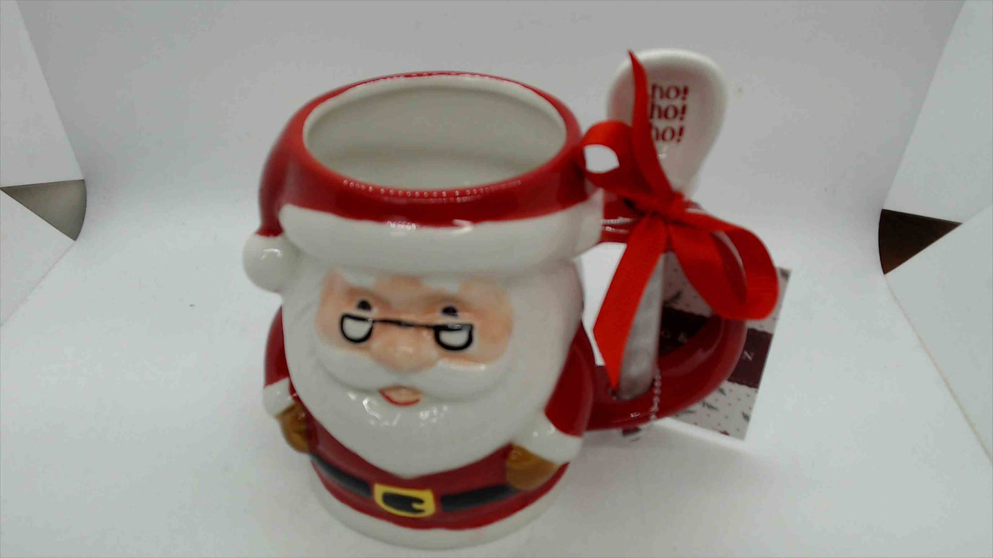 Santa Claus Ceramic Mug & Spoon Gift Set – 22 oz Christmas Mug