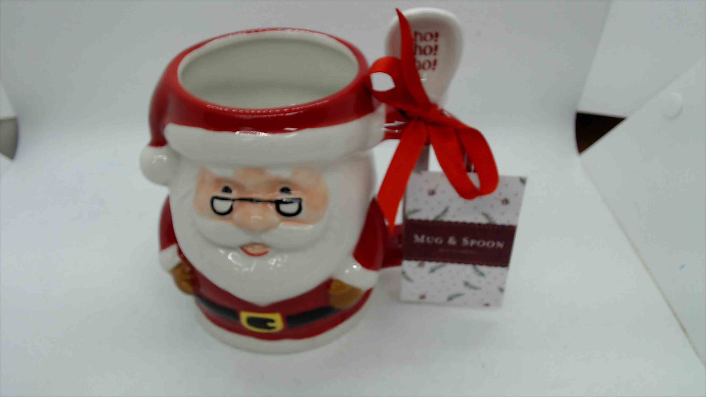 Santa Claus Ceramic Mug & Spoon Gift Set – 22 oz Christmas Mug