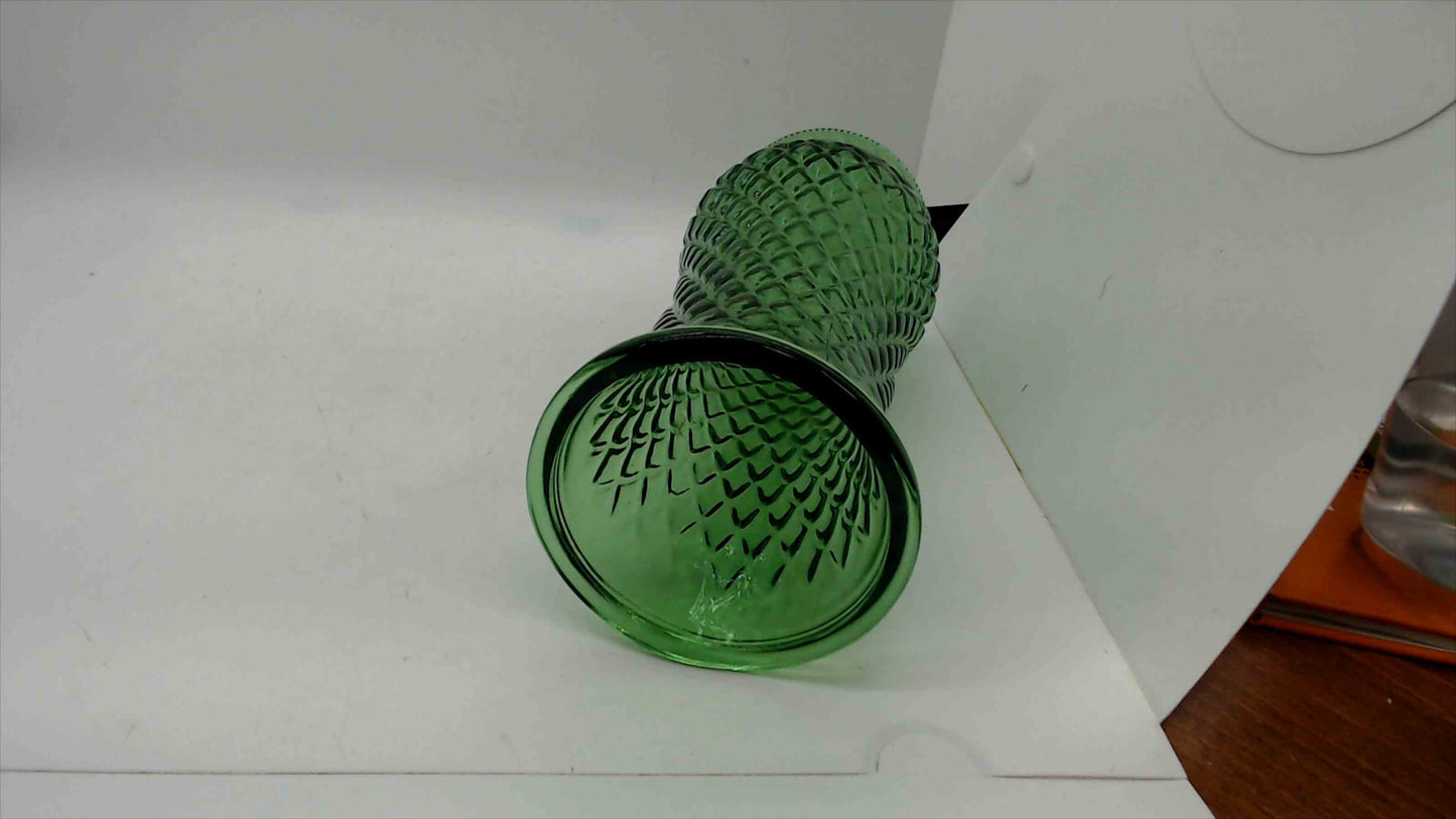 Vintage E.O. Brody Co. Green Diamond Quilted Glass Vase – 8" Tall