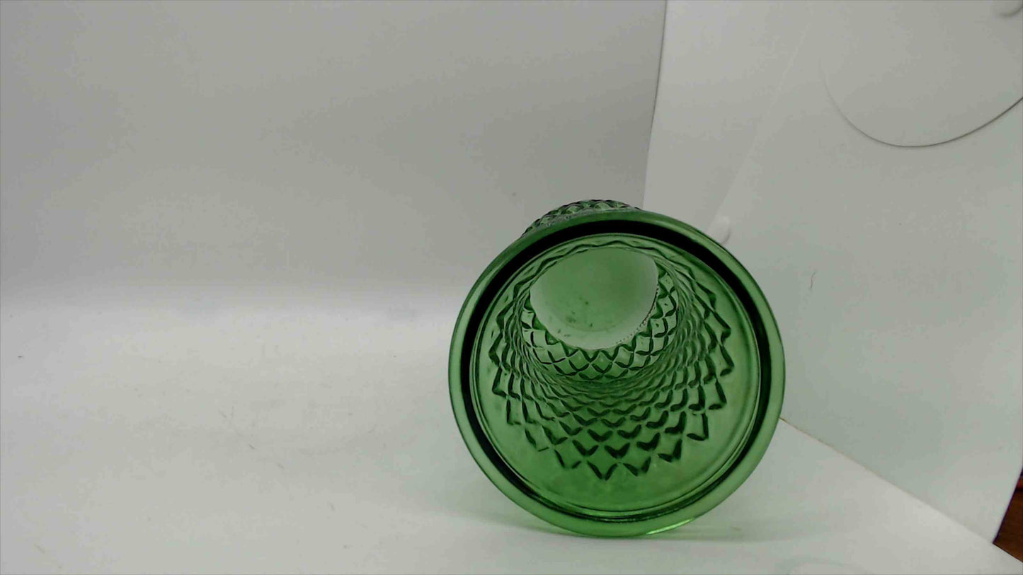 Vintage E.O. Brody Co. Green Diamond Quilted Glass Vase – 8" Tall