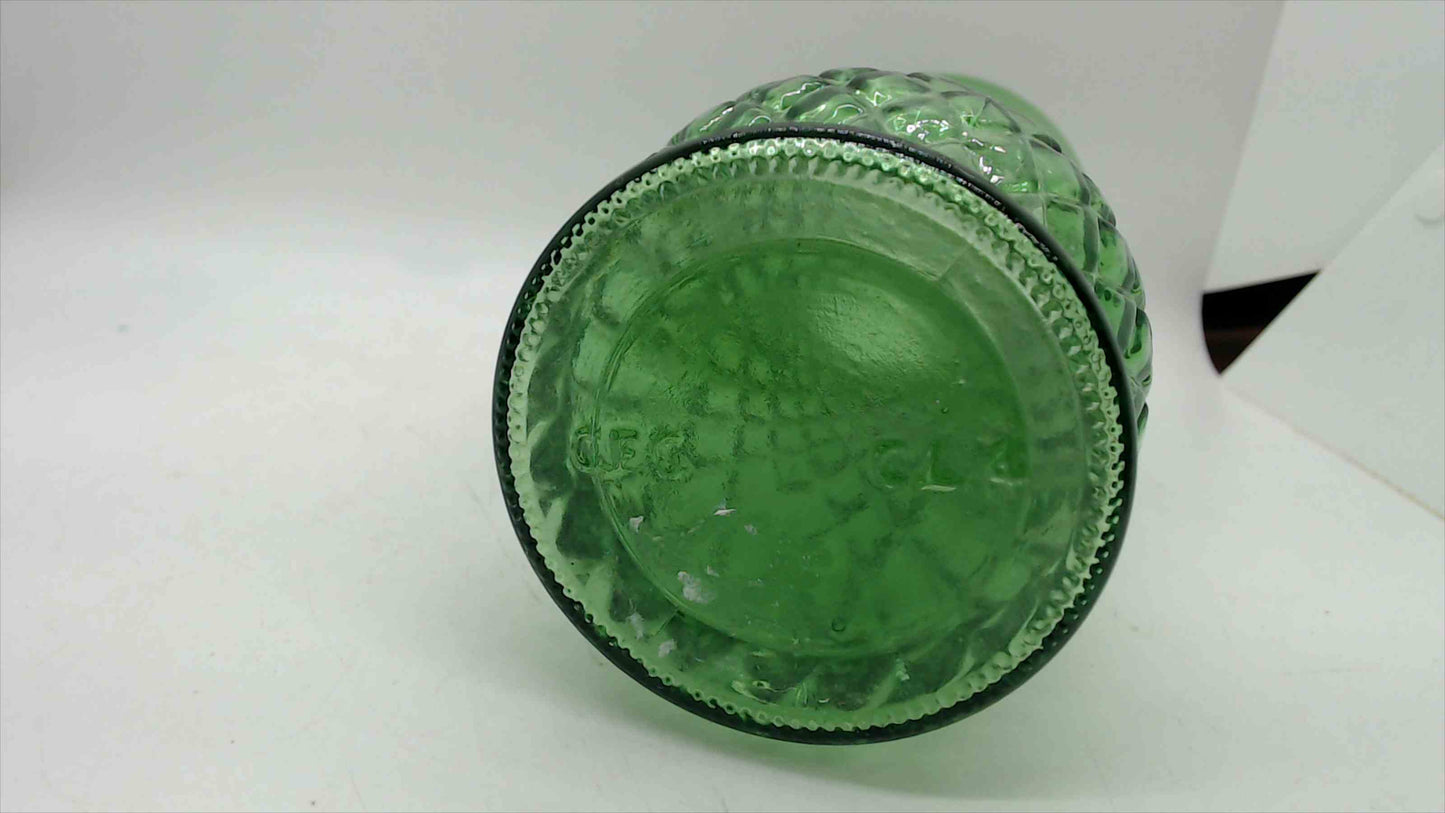 Vintage E.O. Brody Co. Green Diamond Quilted Glass Vase – 8" Tall