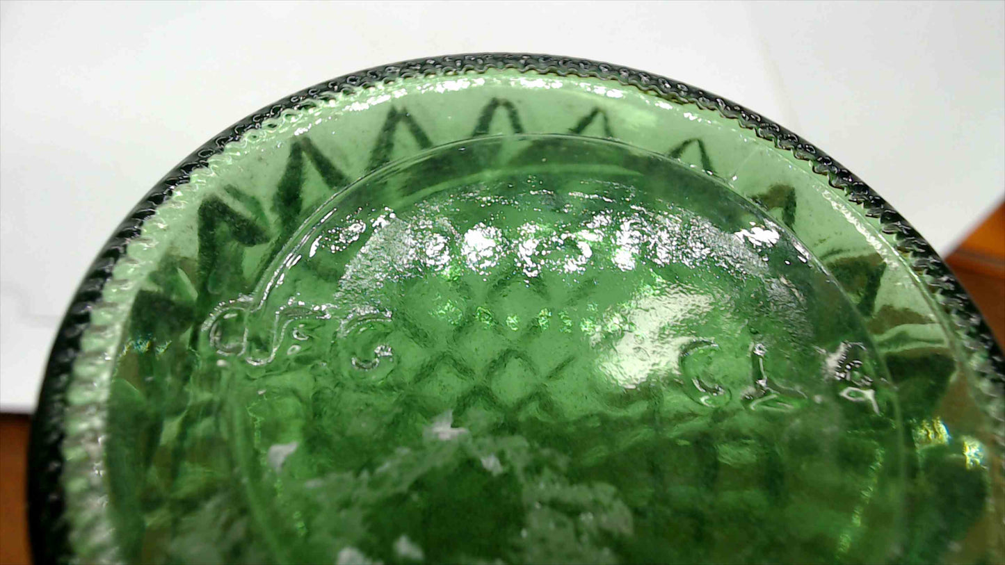 Vintage E.O. Brody Co. Green Diamond Quilted Glass Vase – 8" Tall