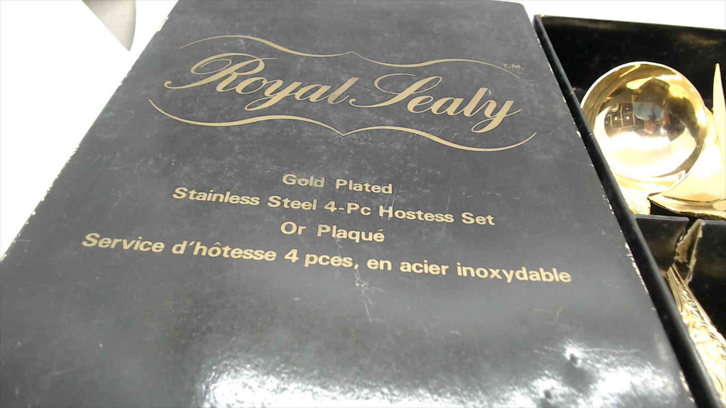 Royal Sealy Gold Plated Stainless Steel 4-Piece Hostess Set – Original Box